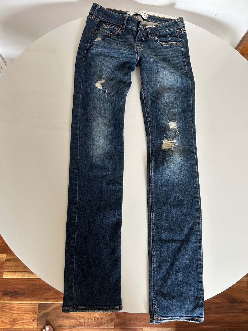 Hollister Dark Indigo Blue Jeans with Contrast Stitching